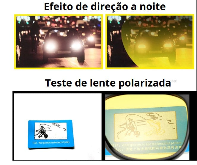 VIVIBEE Óculos Clássicos de Visão Noturna para Condução e Sol Masculinos e Femininos com Lentes Polarizadas Quadradas UV400 Amarelas, Óculos de Sol para 2025,