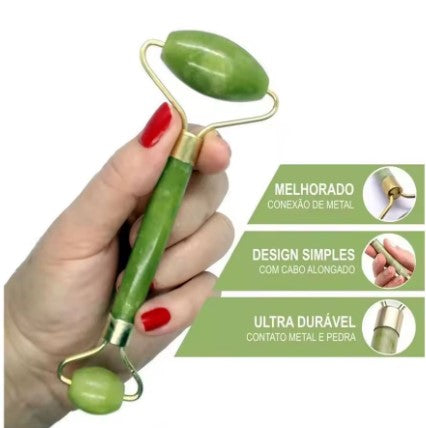 Rolo Pedra de Jade Placa Gua Sha Massagem Facial Anti Ruga