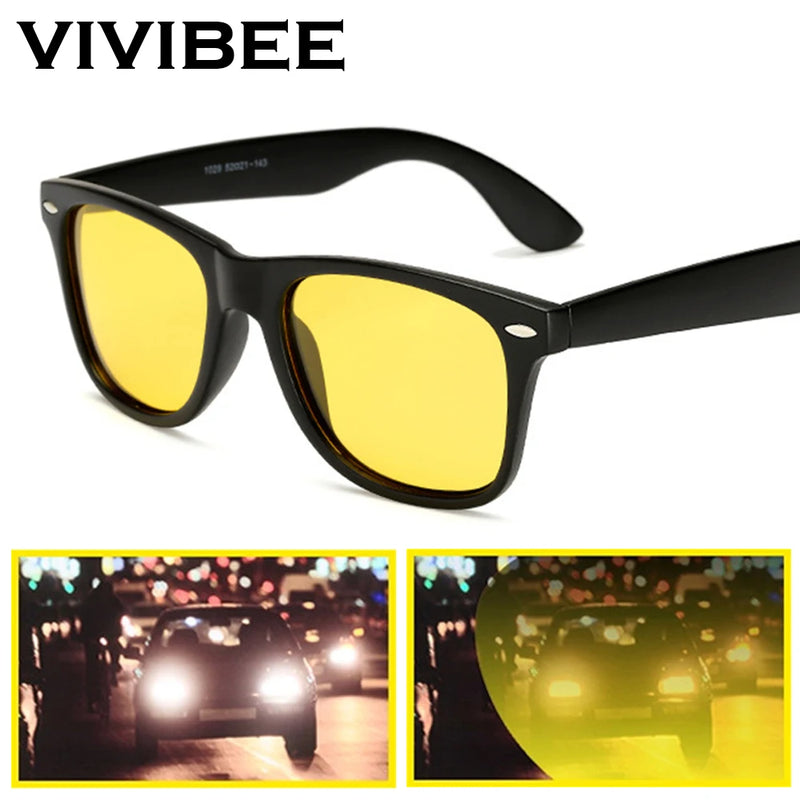 VIVIBEE Óculos Clássicos de Visão Noturna para Condução e Sol Masculinos e Femininos com Lentes Polarizadas Quadradas UV400 Amarelas, Óculos de Sol para 2025,